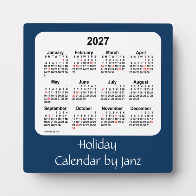 Plaque Photo 2027 Police Box Blue Holiday Calendar par Janz (Devant)