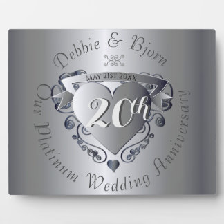 Plaque Photo 20e Wedding Anniversary Platinum Horizontal