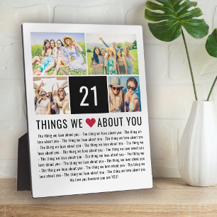 Plaque Photo 21 Choses Que Nous Aimons De Vous 21e anniversai