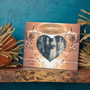 Plaque Photo 22e anniversaire de mariage de cuivre