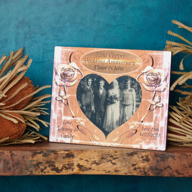 Plaque Photo 22e anniversaire du Mariage de cuivre (Côté)