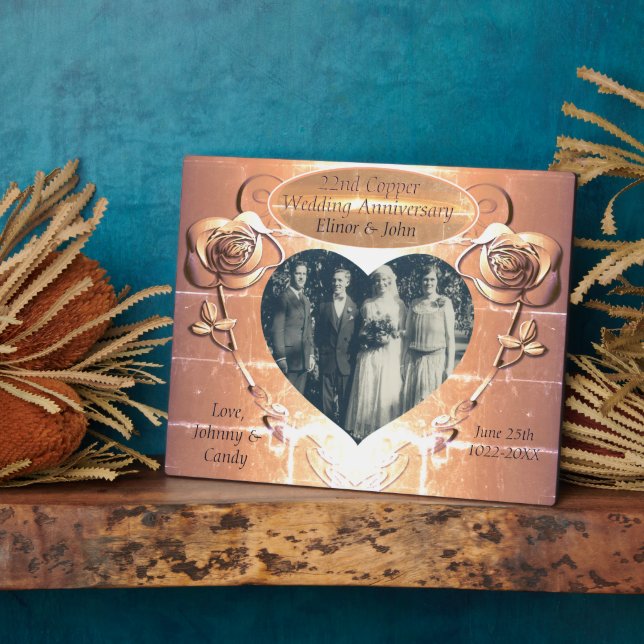 Plaque Photo 22e anniversaire du Mariage de cuivre (Côté)