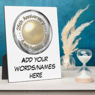 Plaque Photo 25e anniversaire ("Argent" et "Perle" "3D")