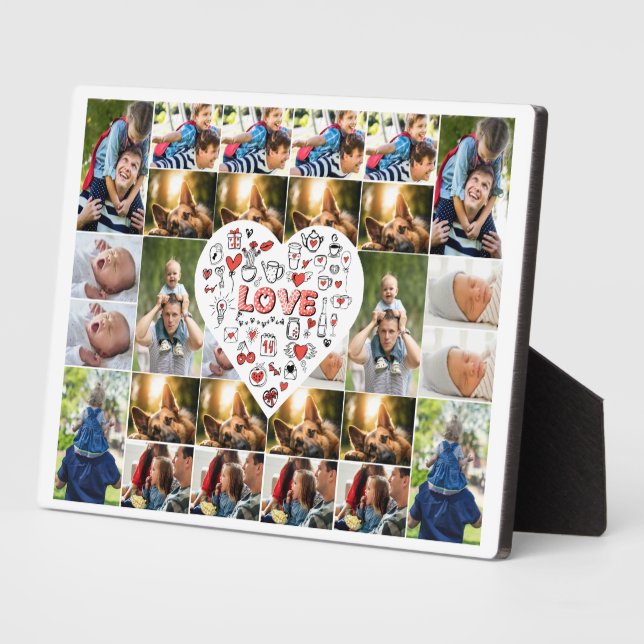 Plaque Photo 28 Photo Collage Cadre avec Love Hear Centerpiece (Côté)