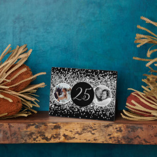 Plaque Photo 2 Photo Anniversaire du Mariage Argent