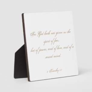 Plaque Photo 2 Timothée 1:7 Écriture Bible Verse Script