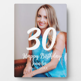 Plaque Photo 30e anniversaire ajouter nom date année photo blan
