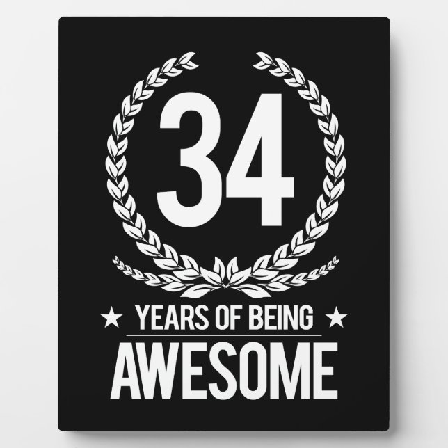 Plaque Photo 34e anniversaire (34 ans d'être génial) (Devant)