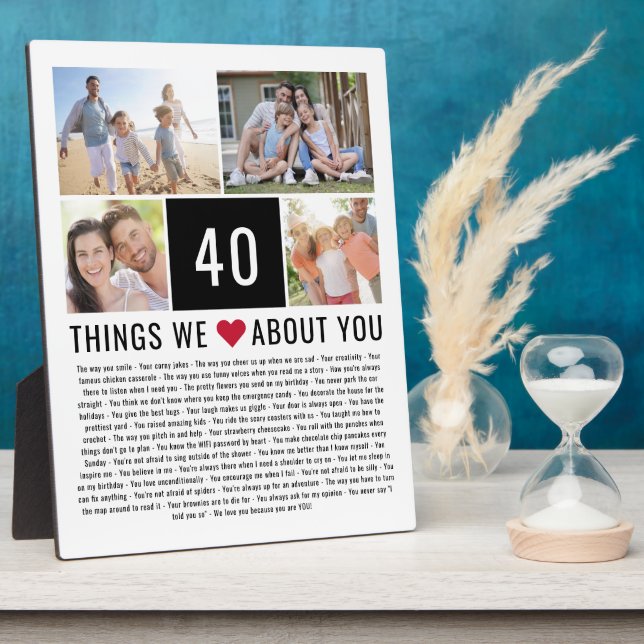 Plaque Photo 40 Choses Que Nous Aimons De Vous | 40e anniversai (Côté)