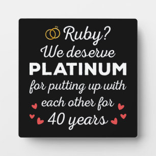Plaque Photo 40ème anniversaire du Mariage I - Ruby Funny Coupl