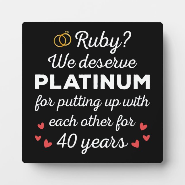 Plaque Photo 40ème anniversaire du Mariage I - Ruby Funny Coupl (Devant)