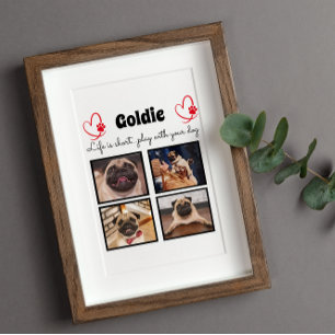 Plaque Photo 4 photo collage chien - mémoire customisée