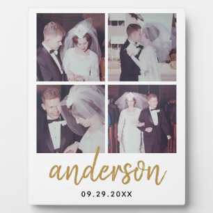 Plaque Photo 4 Photo Mariage Collage Nom manuscrit