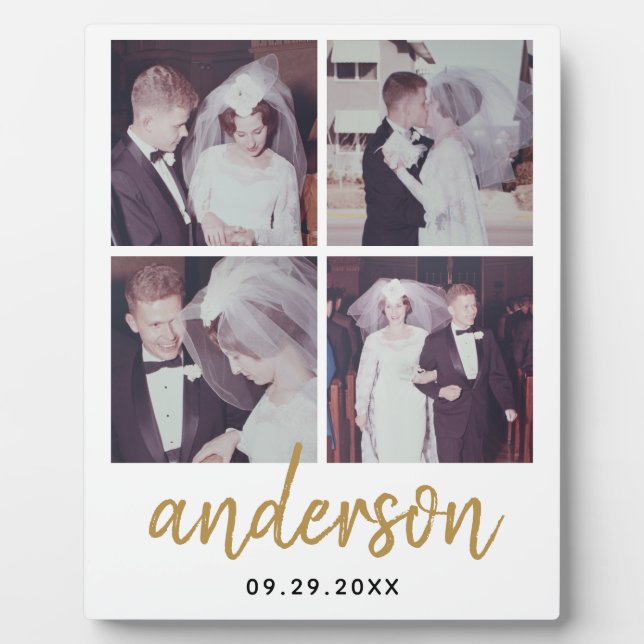 Plaque Photo 4 Photo Mariage Collage Nom manuscrit (Devant)