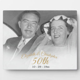 Plaque Photo 50e anniversaire de Mariage Photo Black Gold Elega