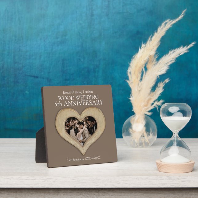Plaque Photo 5e anniversaire du mariage du bois (Insitu)