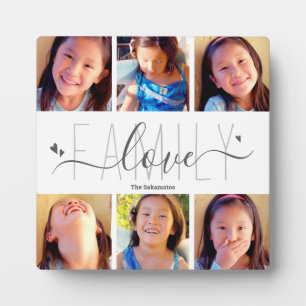 Plaque Photo 6 Photo Collage Famille Amour Script Coeurs Modern