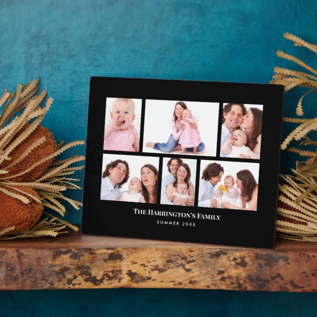 Plaque Photo 6 sections Photo personnalisée Minimale Cadres noi (Côté)