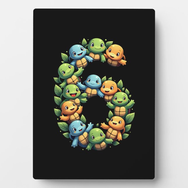 Plaque Photo 6th Birthday Sea Turtle Tortoise Theme Party 6 Yea (Devant)