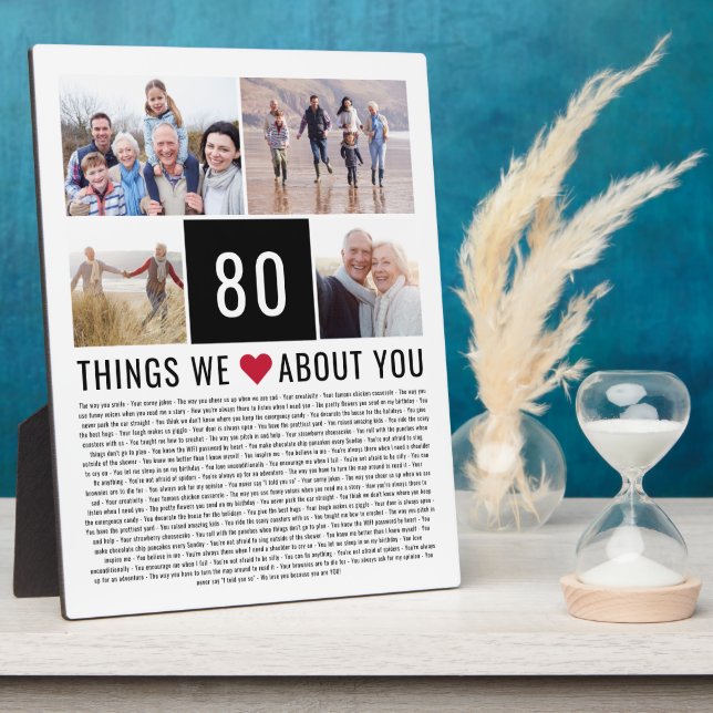 Plaque Photo 80 Choses Que Nous Aimons De Vous | 80e anniversai (Côté)