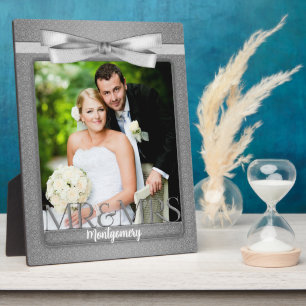 Plaque Photo 8x10 M. et Mme Mariage Photo dans Silver Damask