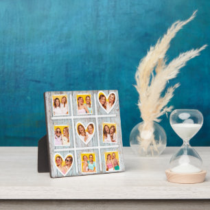 Plaque Photo 9 Photo Collage Rustic Wood Hearts Meilleurs amis
