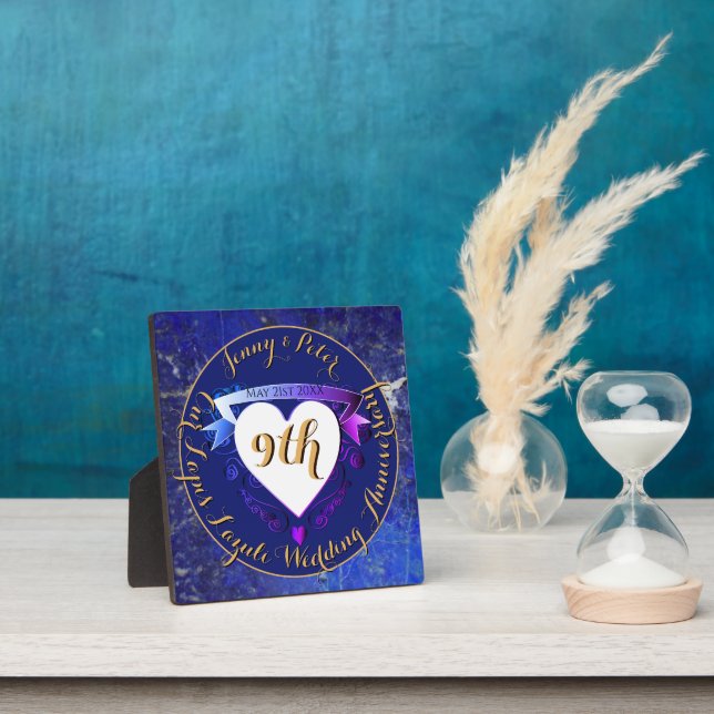 Plaque Photo 9e anniversaire de mariage couleur lapis-lazuli    (Insitu)