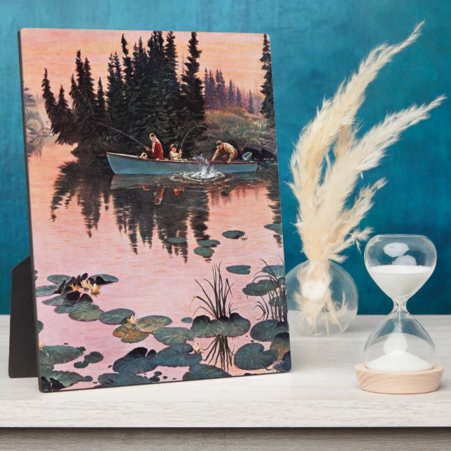 Plaque Photo A Fine Catch par John Clymer (Côté)