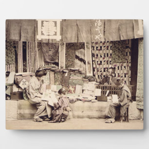 Plaque Photo A Japanese cloth store, c.1890 (main coloured phot