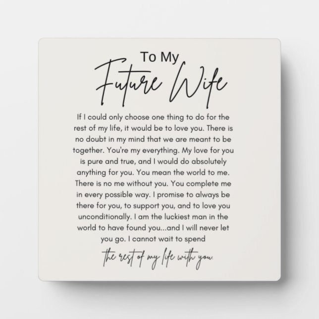 Plaque Photo À ma future épouse (Devant)