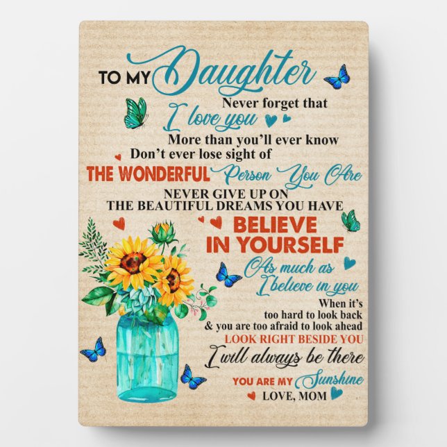 Plaque Photo À Mon Cadeau Fille, Amant Papillon, Cadeau Tournes (Devant)