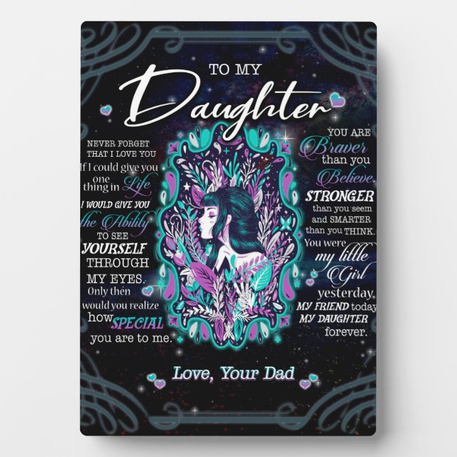 Plaque Photo À Mon Cadeau Fille, Lettre À La Fille De Papa (Devant)