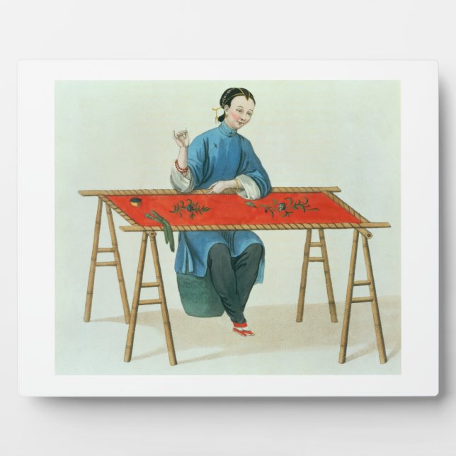 Plaque Photo A Woman Embroidering (Devant)