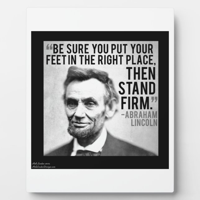 Plaque Photo Abe Lincoln & Citation "Stand Firm" (Devant)