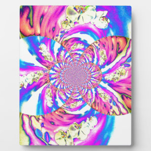 Plaque Photo Abstraite orchidée rose mandala rose rétro