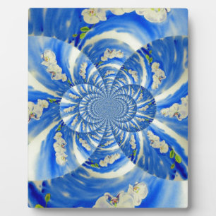 Plaque Photo Abstraite peinture florale bleue blanche