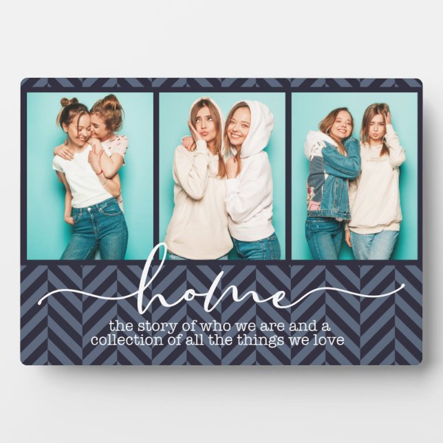 Plaque Photo Accueil Famille Chants Typographie moderne Trois p (Devant)
