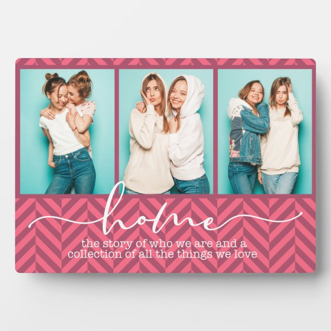Plaque Photo Accueil Famille Chants Typographie moderne Trois p (Devant)