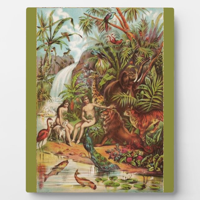 Plaque Photo Adam Et Eve Dans Le Jardin (Devant)