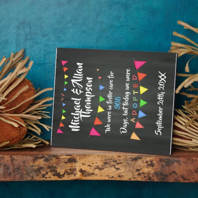 Plaque Photo Adoption de Foster Care Annonce gotcha day (Côté)