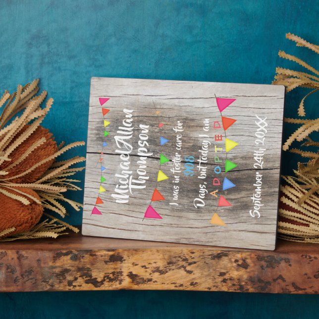 Plaque Photo Adoption de Foster Care Annonce gotcha day (Côté)