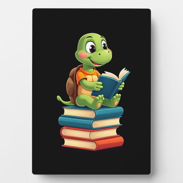 Plaque Photo Adorable Turtle Reading Books (4) (Devant)