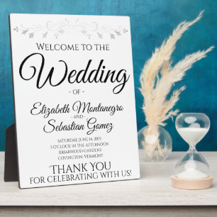 Plaque Photo Affiche de bienvenue Mariage blanc simple et éléga