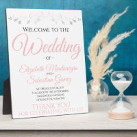 Affiche de bienvenue Mariage rose pâle simple et é