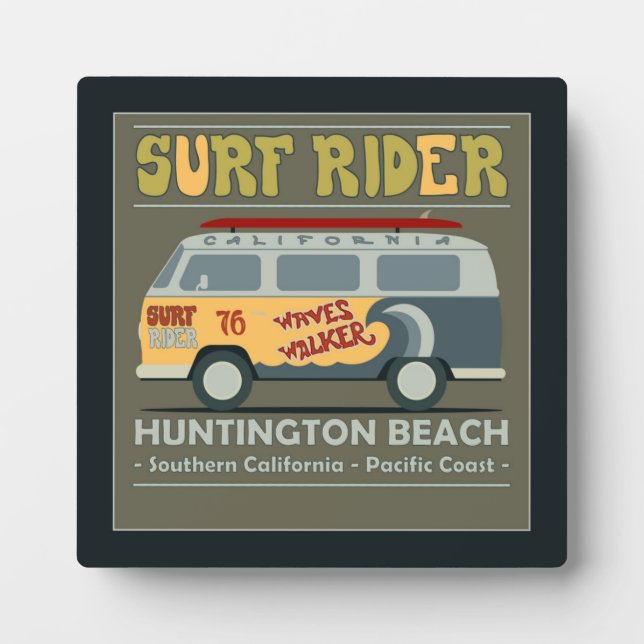 Plaque Photo Affiche de Surf Rider Huntington Beach (Devant)
