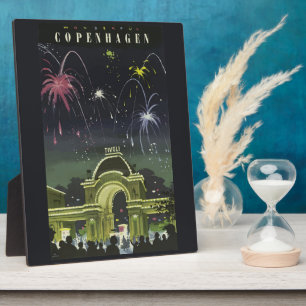 Plaque Photo Affiche de voyage illustrée de Copenhague vintage