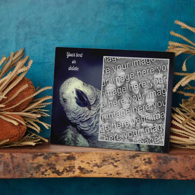 Plaque Photo African Grey Parrot Ajouter Votre Propre Photo (Côté)