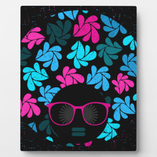 Plaque Photo Afro Diva Turquoise & Rose Chaude