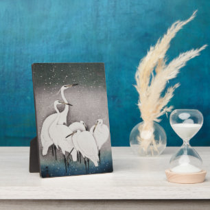 Plaque Photo Aigrettes japonaises Grues Koson Neige d'hiver
