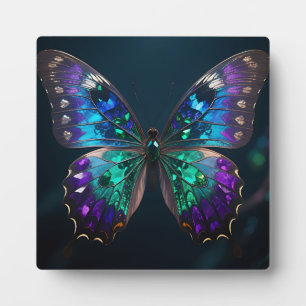 Plaque Photo Ailes de papillon ornées de joyaux bleu violet iri
